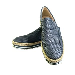 Pons Quintana Platform Wedge Loafers Womens Sz 38M (EU) 8m (US) Metallic Blue